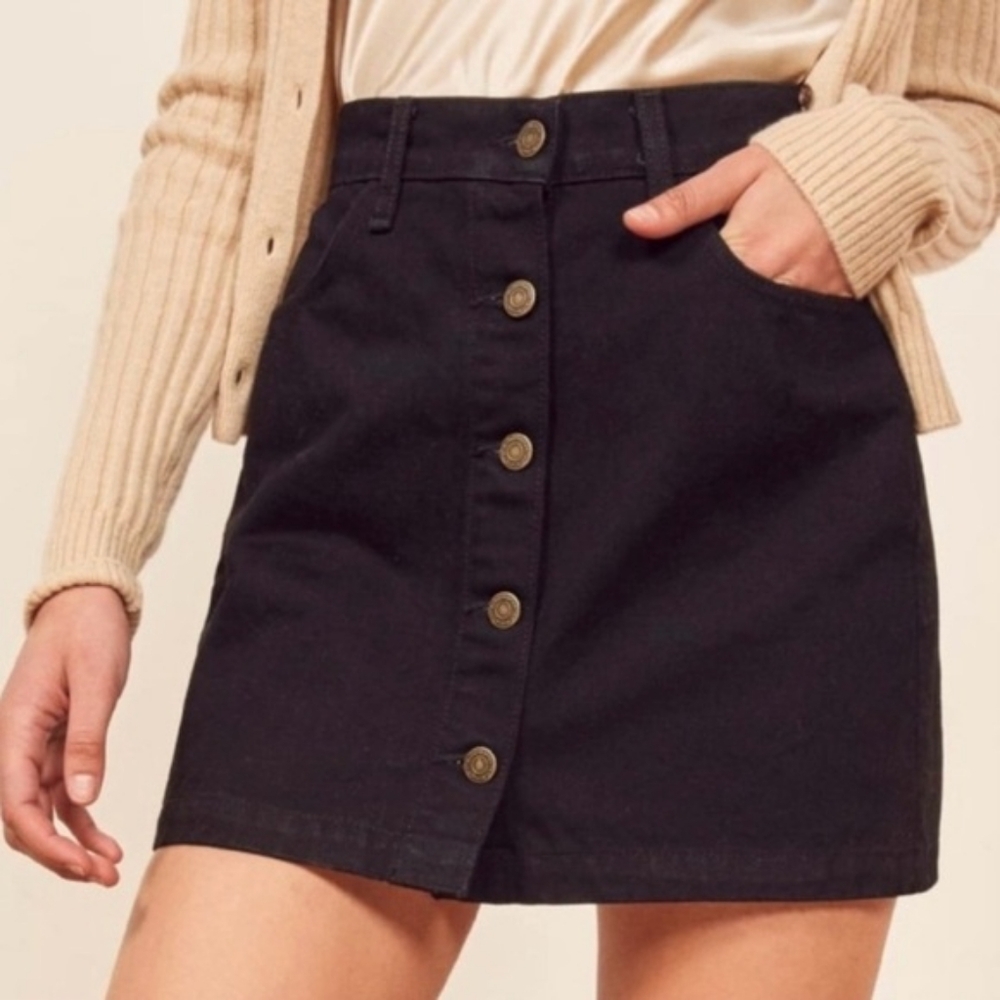 Reformation Alison Button Up Denim Skirt 26